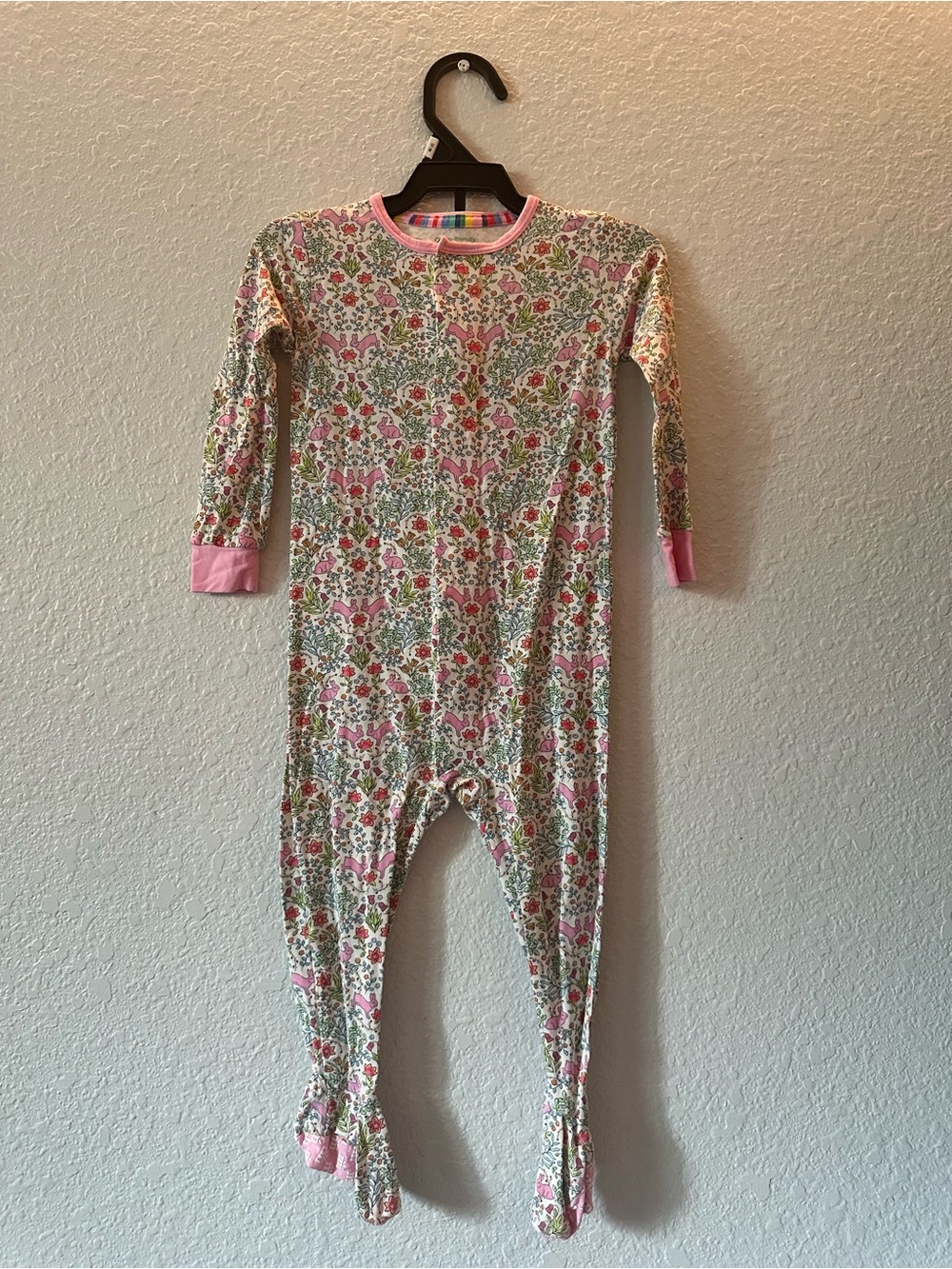 Magnetic Me // Pink Floral Bunny Footed Pajamas